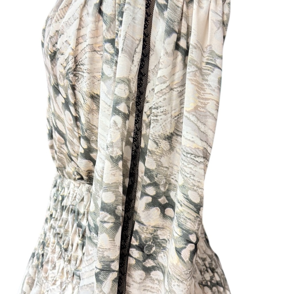 BEBE Dress with plenty smocking on shoulders , sleeves and yoke of the skirt. - Picture 4 of 9